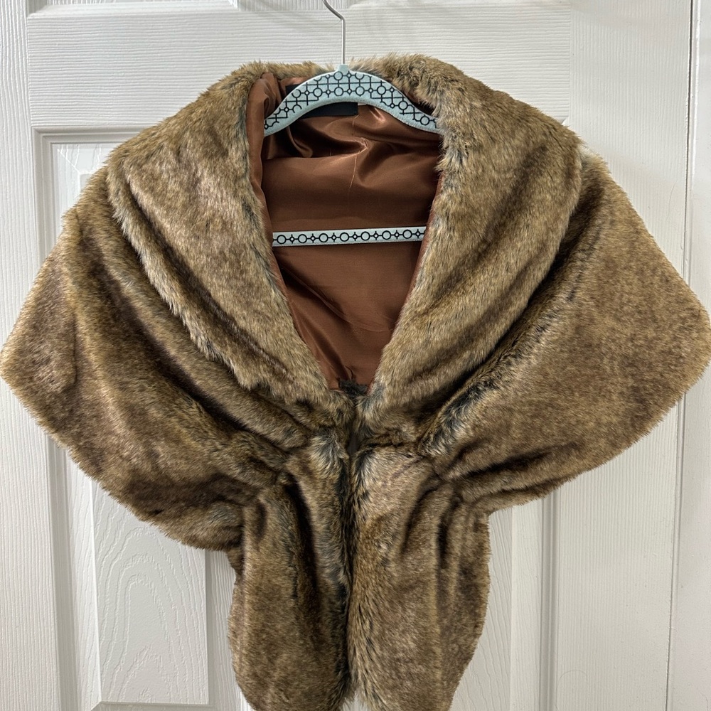 Luxurious Faux Fur Cape in Rich Brown